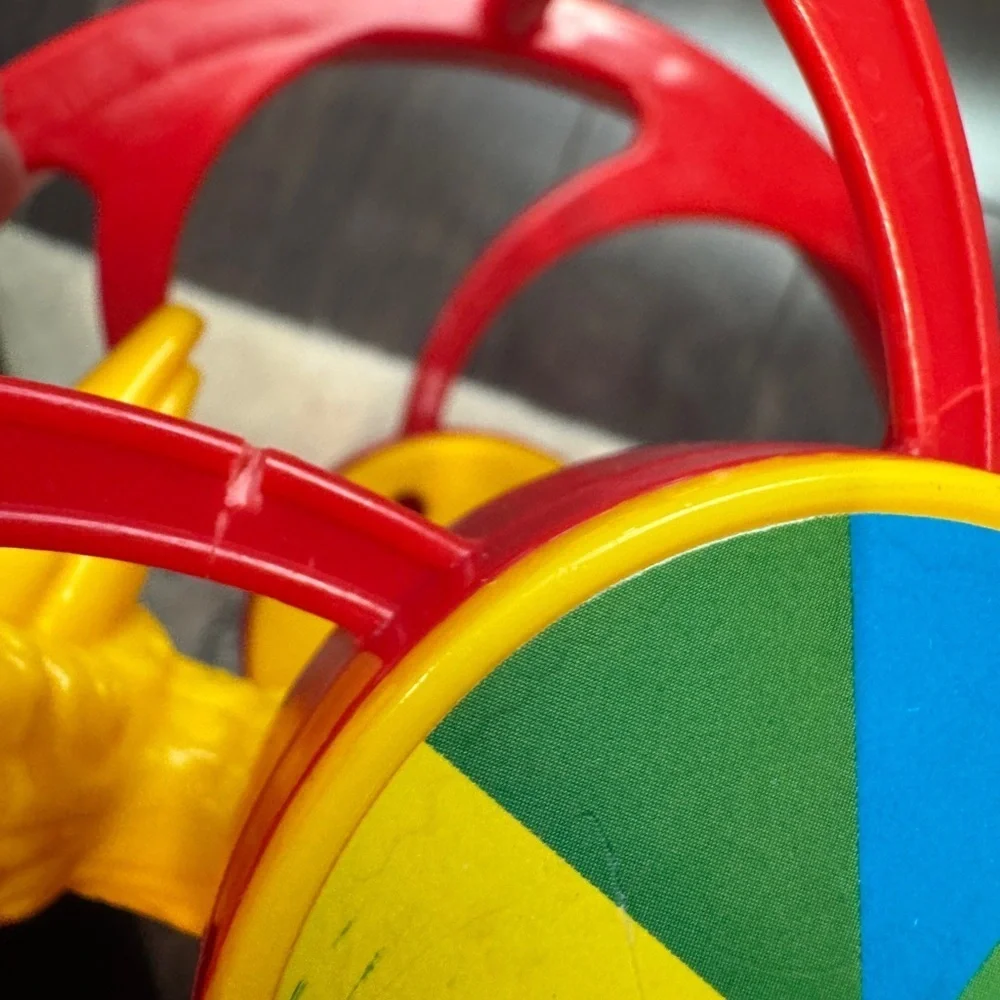 VINTAGE Sesame Street Red and Yellow Big Bird Roller Wheel Kids Toy Baby Toddler